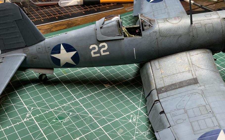 A Corsair airplane model.