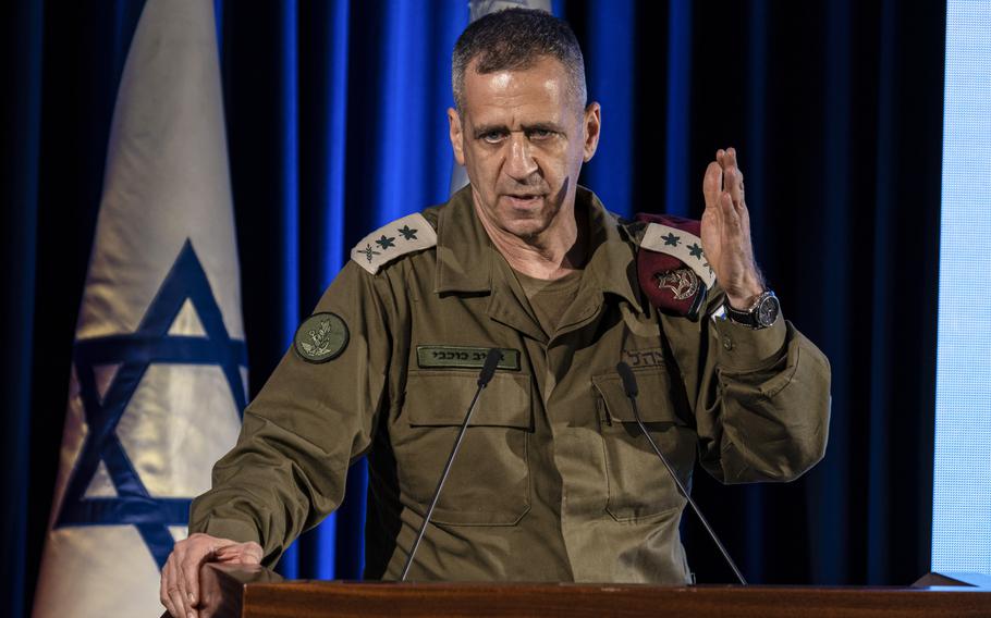 IDF Chief of Staff Aviv Kochavi speaks during a candle lightning ceremony with Israeli soldiers on the Jewish holiday of Hanukkah, in Jerusalem, on Nov. 29, 2021.  Kochavi on Friday, Jan. 13, 2023 warned against plans by Benjamin Netanyahu’s new coalition to grant more control to pro-settler lawmakers and make other changes to the Israeli security establishment, joining a loud chorus of criticism against the new right-wing government. 