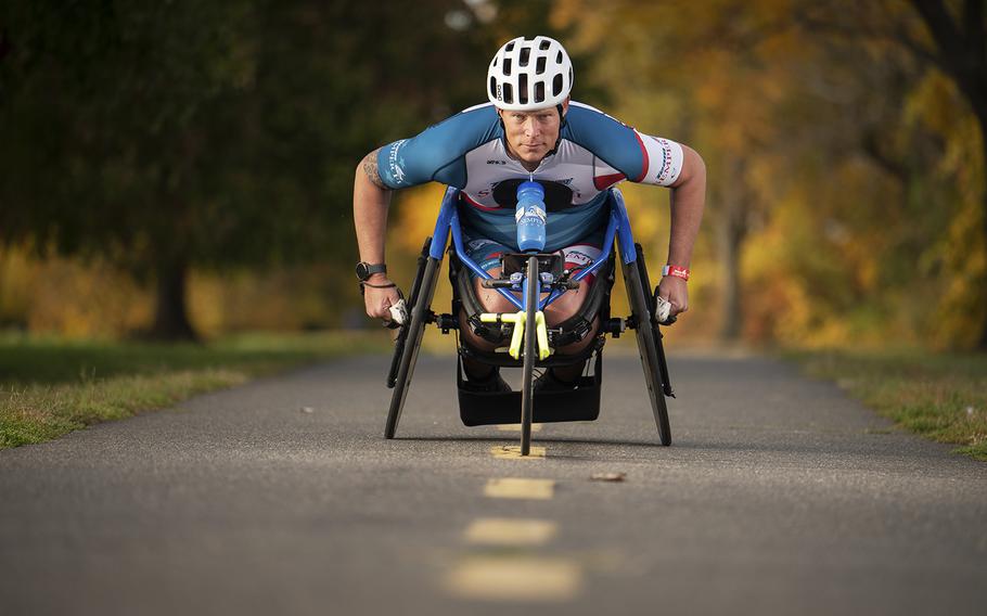 Former U.S. Navy diver Julius “Jay” McManus is preparing to compete Sunday in the 47th Marine Corps Marathon as a push-rim athlete. 