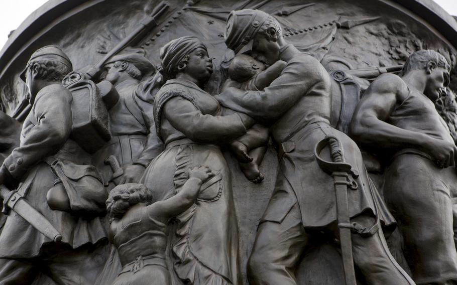 In recent years, staff at Arlington National Cemetery have taken steps to explain for visitors how artwork on the Confederate Memorial belies slavery’s true horror.
