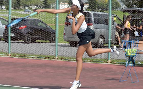 Senior Christine Ryan of Kadena is the reigning Okinawa girls singles tennis champion.