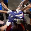 Marines fold the American flag