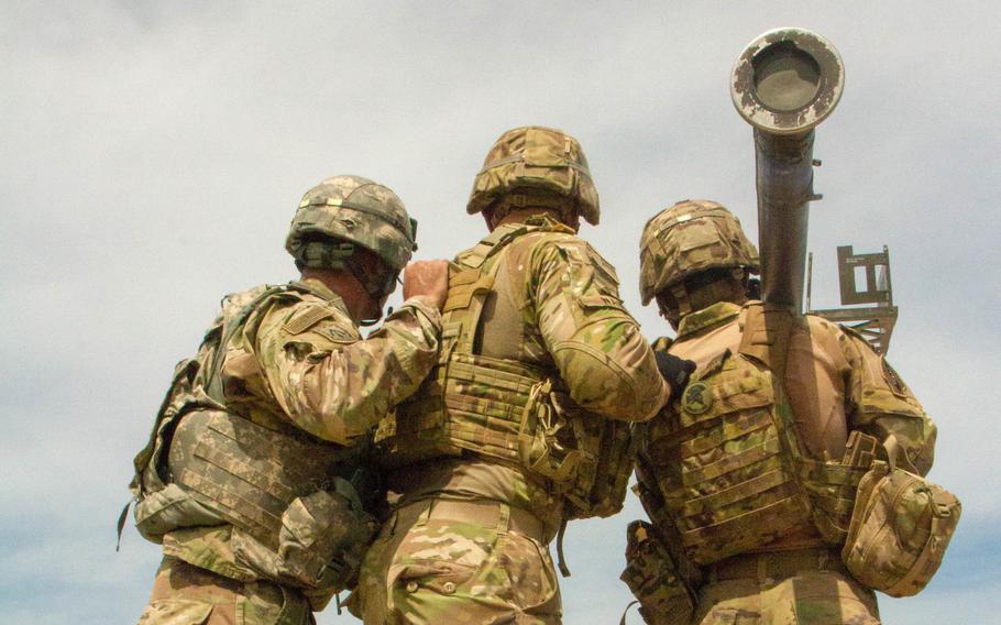 Soldiers prepare to fire a Stinger missile at an aerial drone target July 24, 2018, at Pacific Missile Range Facility Barking Sands, Hawaii, as part of the Multi-Domain Task Force Pilot Program.