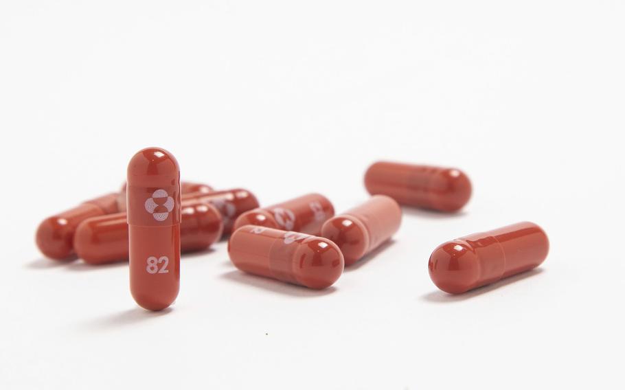 This undated image provided by Merck & Co. shows their new antiviral medication. The drugmaker has said its experimental pill for people sick with COVID-19 reduced hospitalizations and deaths. (Merck & Co. via AP)