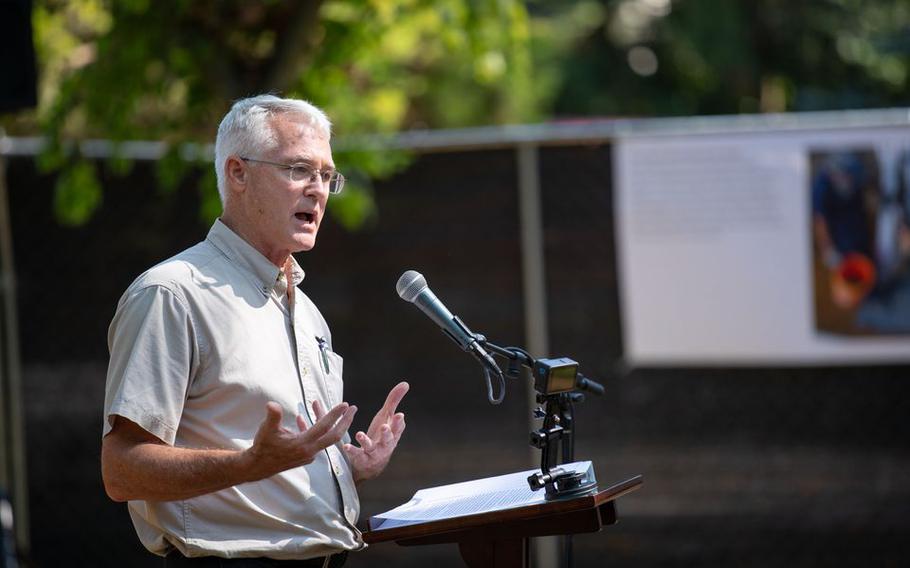 Wade Catts, president/principal archaeologist with South River Heritage Consulting, speaks about the dig site in National Park, N.J., on Tuesday, August 2, 2022.