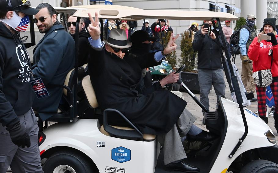 Donald Trump confidant Roger Stone leaves the Willard Hotel in Washington, D.C., on Jan. 5, 2021.