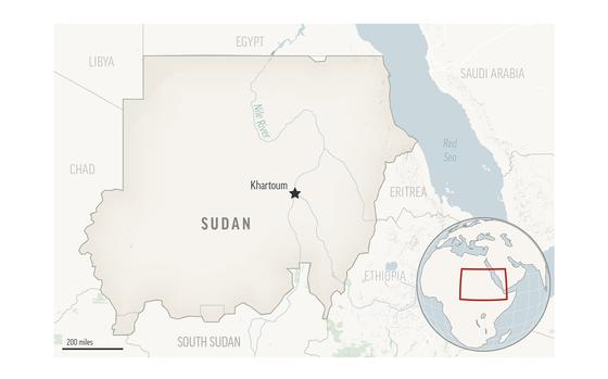 This is a locator map for Sudan with its capital, Khartoum.