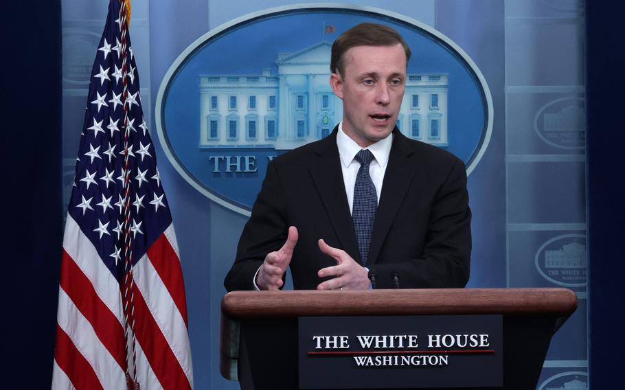 U.S. National Security Adviser Jake Sullivan speaks during a White House daily press briefing at the James S. Brady Press Briefing Room of the White House on March 22, 2022, in Washington, D.C. 