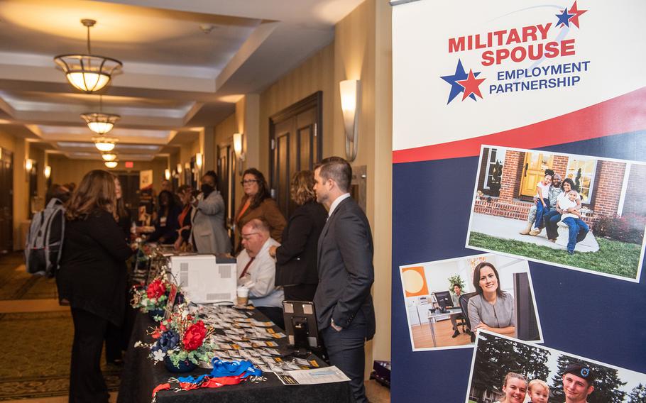 The Military Spouse Employment Partnership held a recruitment and employment event in Arlington, Va., in October 2022. The annual event provides companies and employable military spouses direct access to one another.