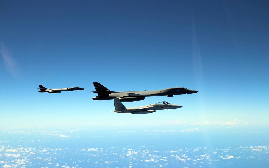 Jets flying in formation.