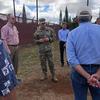 Jim Alberts, senior vice president and chief operating officer for Hawaiian Electric, left, tours the Menoher substation at Schofield Barracks, Hawaii, Aug. 19, 2022, with Brig. Gen. Cain Baker, deputy commanding general of sustainment.