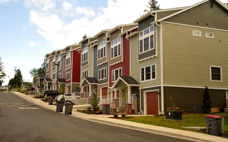 Coast Guard family housing at a complex in Astoria, Ore., in 2019. The Coast Guard can’t assess whether its members are receiving sufficient housing allowances in places that are remote or are popular vacation destinations, according to a Government Accountability Office study released Feb. 5, 2024.