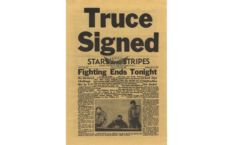 A vertical scan of the front page of a newspaper.