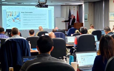 Students from several  U.S. military service branches attend a class to prepare for the Project Management Professional exam at Camp Zama, Japan, on April, 9, 2021. 