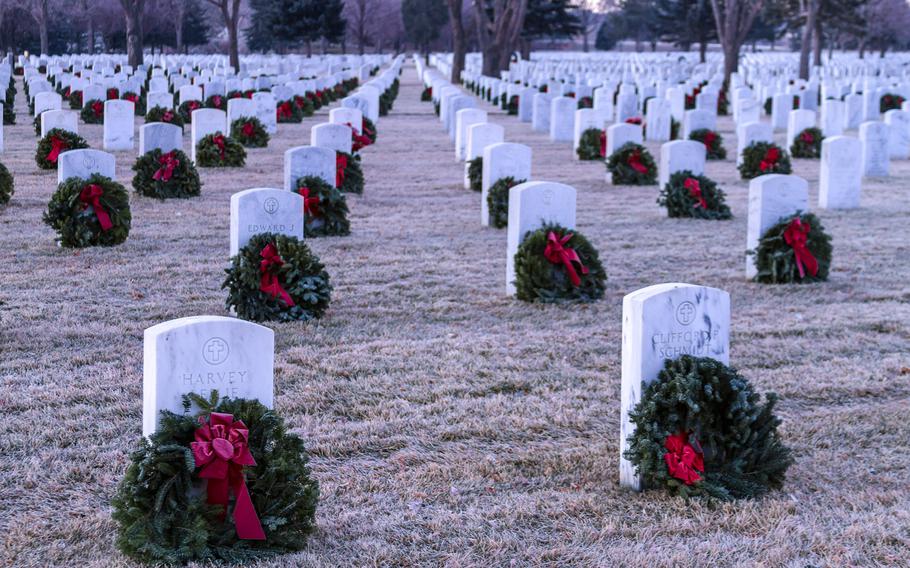 Wreaths Across America at Fort Logan National Cemetery Colorado.