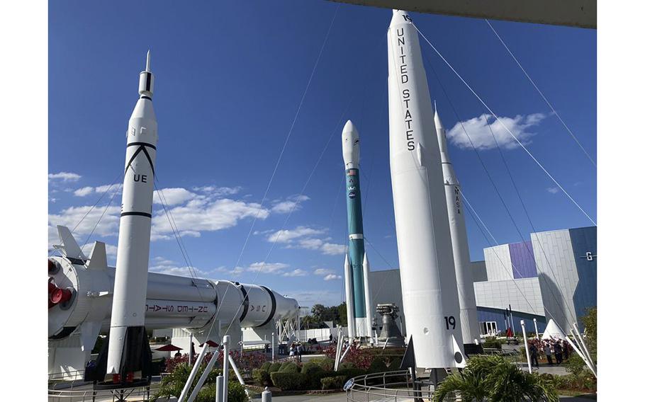 The Rocket Garden at Kennedy Space Center Visitor Complex features numerous retired – and massive – rockets.