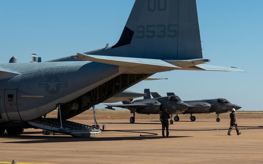 Sixty Marines and six F-35B Lightning II fighters from Marine Corps Air Station Iwakuni, Japan, trained last month out of Royal Australian Air Force Base Curtin, 1,000 miles north of Perth in Western Australia.