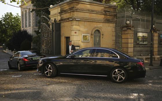 Cars, which are believed to carry European diplomats, enter the Iranian consulate ahead of a meeting with Iranian counterparts for talks over Tehran's nuclear program, in Istanbul, Turkey, Friday, July 25, 2025. (AP Photo/Francisco Seco)