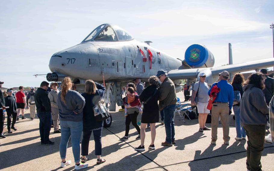 Visitors enjoy the A-10C Thunderbolt II display during the 2024 Beyond the Horizon Air and Space Show at Maxwell Air Force Base, Ala., Saturday, April 6, 2024. 