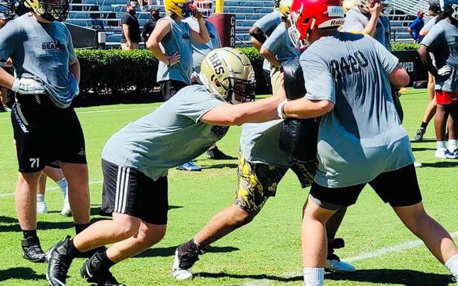 Humphreys junior Ethan Elliott spent part of the summer at University of South Carolina's Shane Beamer football camp.