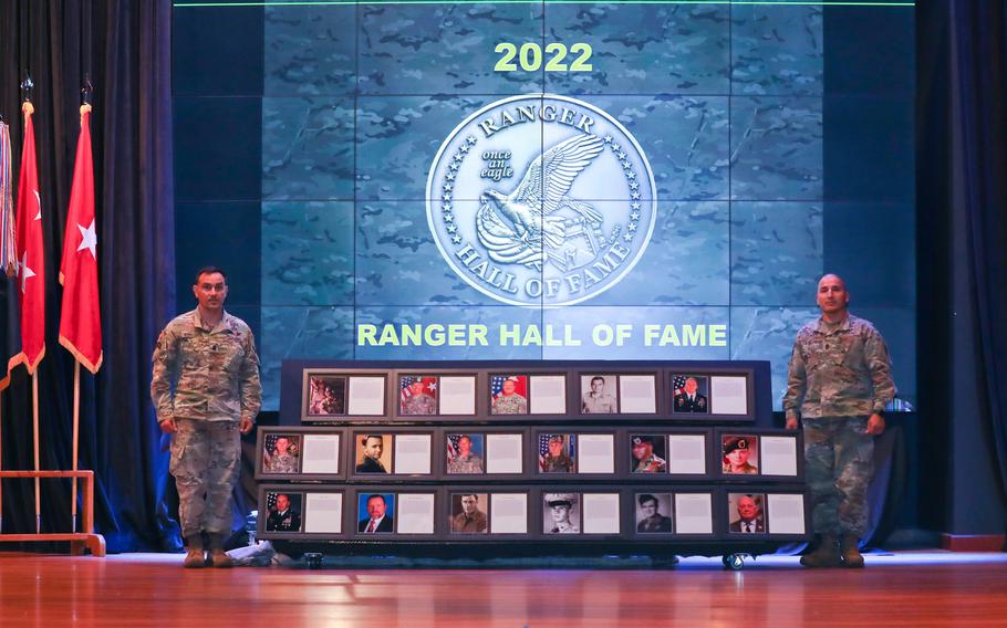 The Ranger Hall of Fame honored 16 U.S. Army Rangers, and one honorary inductee, at an induction ceremony at Fort Benning, Ga., July 13, 2022.