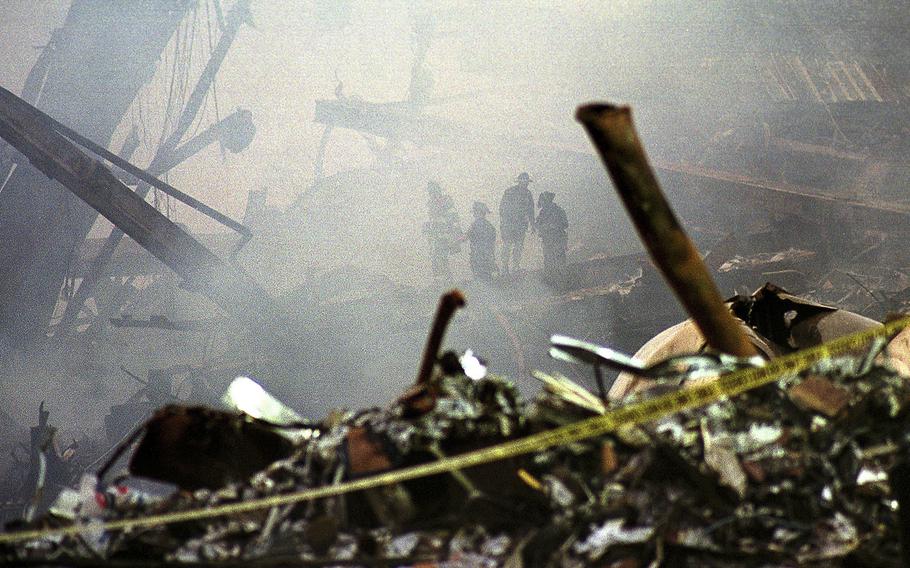 First responders search for survivors at Ground Zero, New York City, N.Y., Sept. 14, 2001. 
