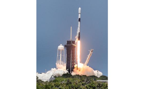 A SpaceX Falcon 9 lifts off from Launch Pad 39-A at Kennedy Space Center, May 4, 2021. 