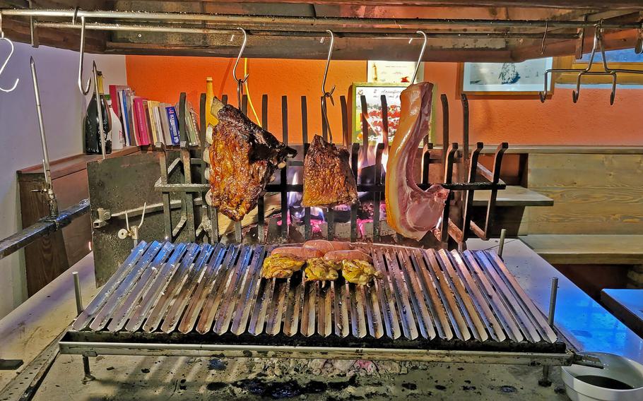 Various types of meats are grilled slowly using an Argentinian method of cooking known as Gaucho style, at Osteria El Gaucho, in Mansue, Italy, which is about a 30-minute drive from Aviano Air Base. 