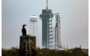 The SpaceX Falcon 9 rocket stands on launch pad 39A of NASA's Kennedy Space Center on Feb. 29, 2024, in Cape Canaveral, Florida. SpaceX has delayed the scheduled launch of the four-astronaut SpaceX mission, called Crew-8, to no earlier than March 2 due to offshore weather concerns near the mission's Florida launch site.