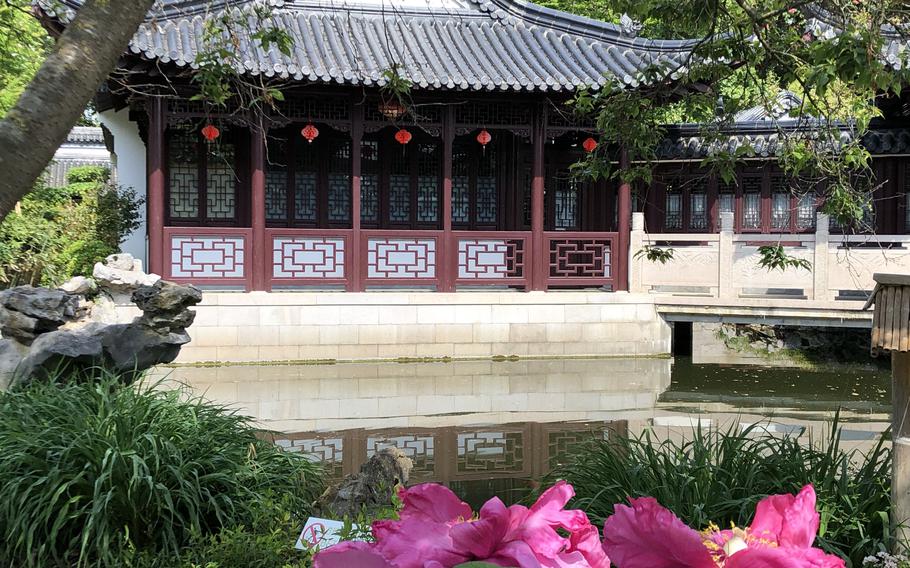 The Chinese Tea House at Luisenpark in Mannheim, Germany, is surrounded by a garden designed with feng shui principles.