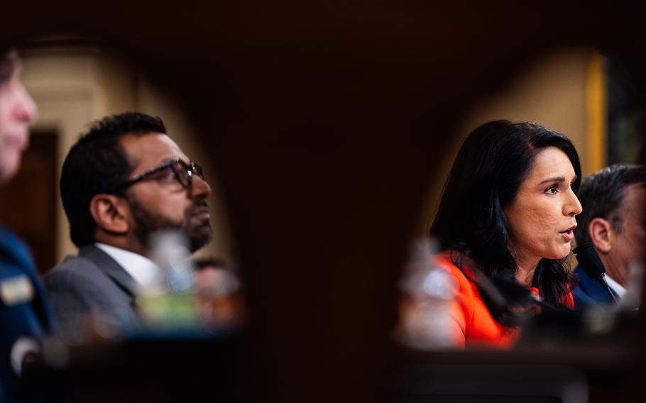 FBI Director Kash Patel and Director of National Intelligence Tulsi Gabbard in a photo that isolates them in the shot.