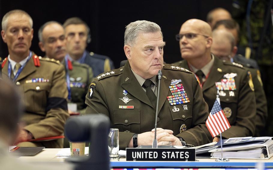 U.S. Joint Chiefs Chairman Gen. Mark Milley at the NATO Military Committee Conference in Tallinn, Estonia, Sept. 17, 2022.