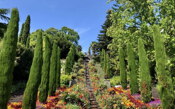 This flower-water stairway is on the garden island of Mainau in Lake Constance, Germany. RTT Travel Ramstein plans a trip there May 12.