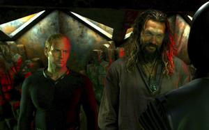 Patrick Wilson, left, and Jason Momoa appear in “Aquaman and the Lost Kingdom.”
