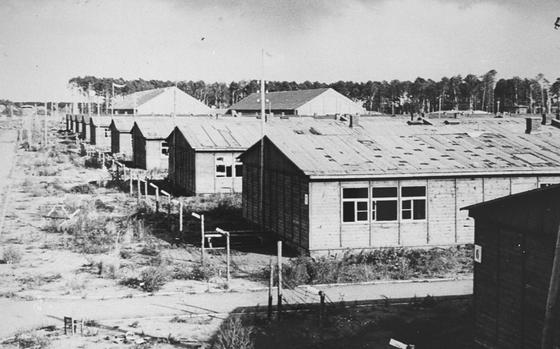 Barracks at the Nazi Stutthof concentration camp in Poland are seen after liberation in May 1945.