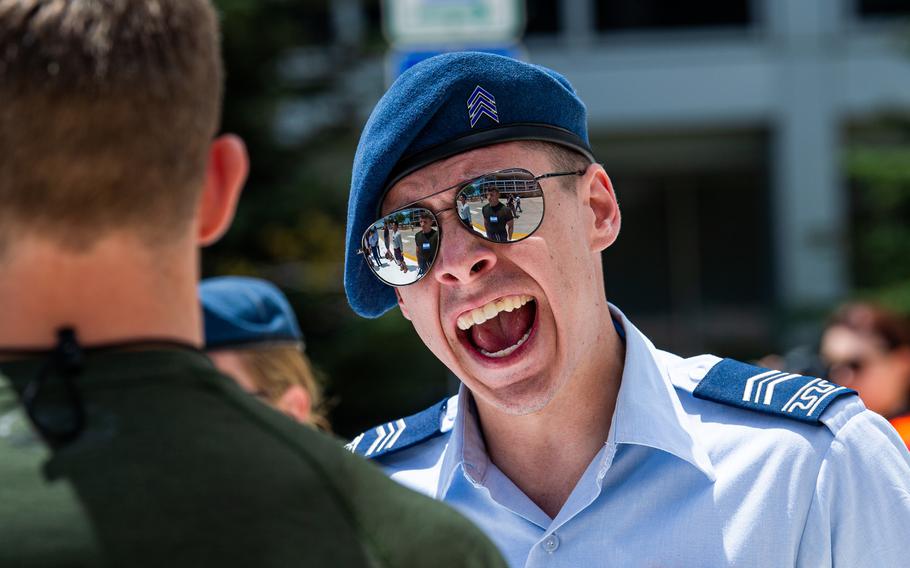 Basic cadets from the Class of 2026 arrive at the U.S. Air Force Academy for in-processing (I-Day), on June 23, 2022, in Colorado Springs, Colo.