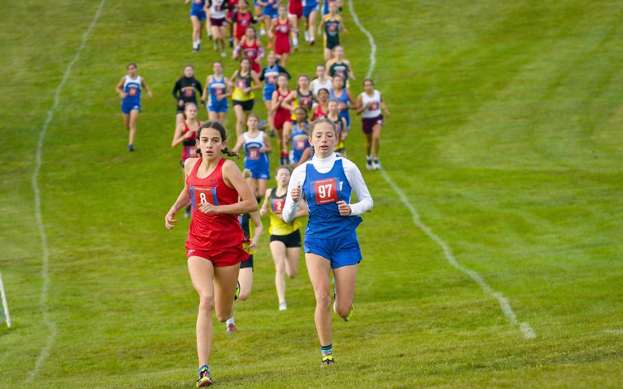 The girls DODEA-Europe cross country championship race kicked off with 98 participants on Oct. 21, 2023, in Baumholder, Germany.