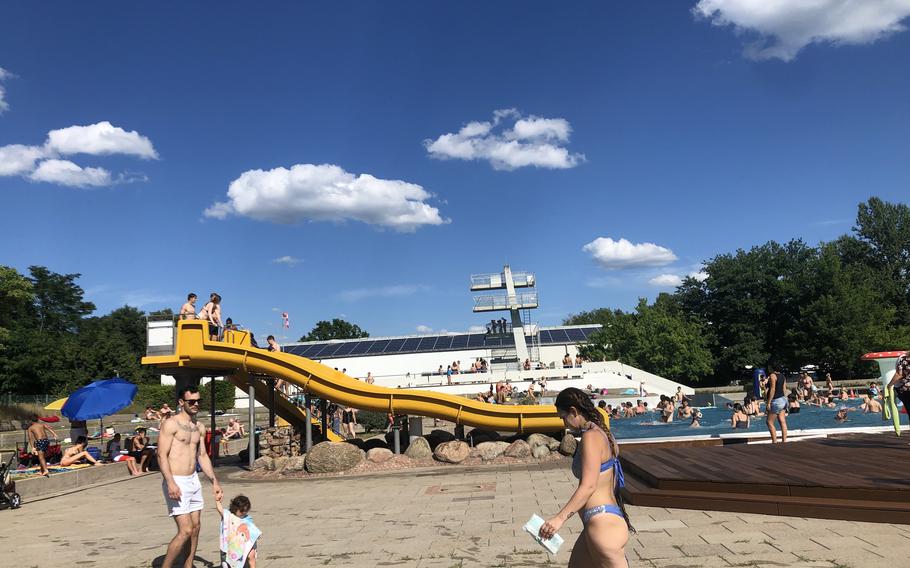 A huge slide is a hit with kids at Warmfreibad in Kaiserslautern.