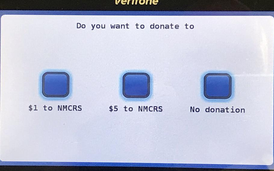 Patrons at Army and Air Force Exchange Service stores on Marine bases in the Pacific now have the option of donating to the Navy-Marine Corps Relief Society.