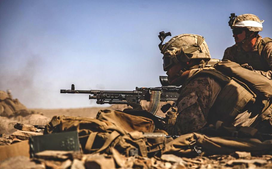 U.S. Marines conduct live-fire training during a combat rehearsal in Tabuk, Saudi Arabia, on June 19, 2021. The Eurasia Group Foundation polled Americans in the midst of the U.S. withdrawal from Afghanistan, and nearly half of those surveyed said the country should dial down its military activities abroad. 