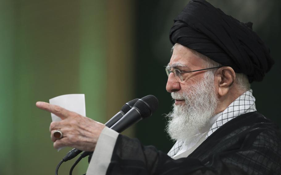 Supreme Leader Ayatollah Ali Khamenei speaking.