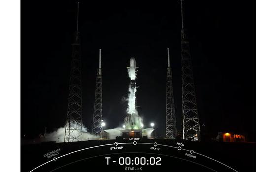 A SpaceX Falcon 9 rocket prepares for liftoff from Cape Canaveral Space Force Station in Florida on July 9, 2023.