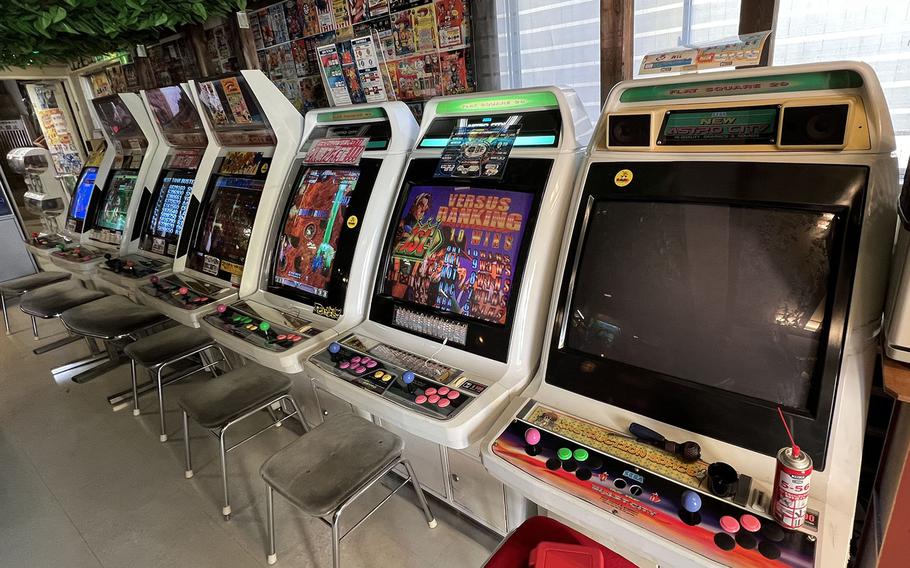 A retro arcade on the top floor of Super Potato in Akihabara, Tokyo, offers classics like Pong, the original Super Mario Bros. and Double Dragon. 