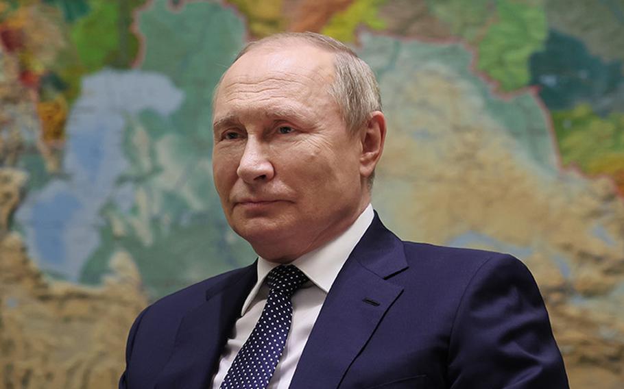 Russian President Vladimir Putin takes part in an interview in Sochi, Russia, in June 2022. 