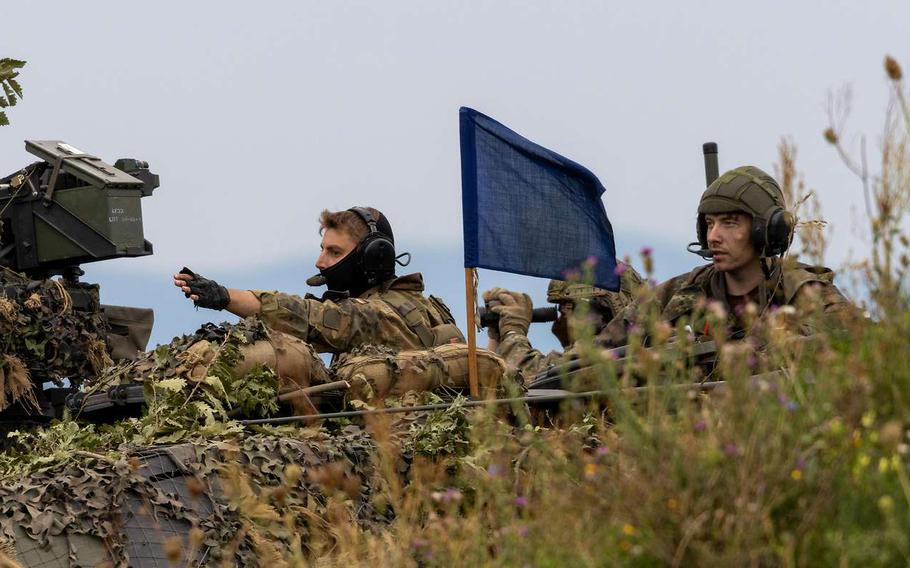 German soldiers participate in a NATO exercise in Lest, Slovakia, in December. The German army on Sunday will take the lead of NATO’s Very High Readiness Joint Task Force, which is ultimately under the command of U.S. Army Gen. Christopher Cavoli, NATOs supreme allied commander.