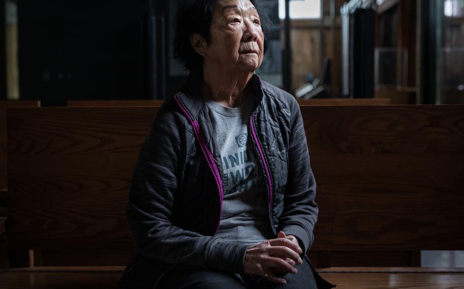 Minidoka War Relocation Center survivor Karen Hirai Olen at the Minidoka National Historic Site in Jerome, Idaho, on April 21, 2023. MUST CREDIT: Photo for The Washington Post by Jared Ragland