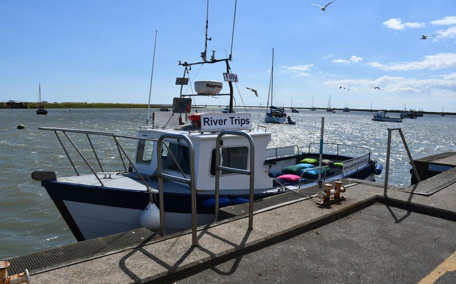 The Suffolk River Trips Orford boat as seen Aug. 15, 2023. The Orford Ness boat ride is an hour long and comes with funny and interesting commentary from the ship captain.