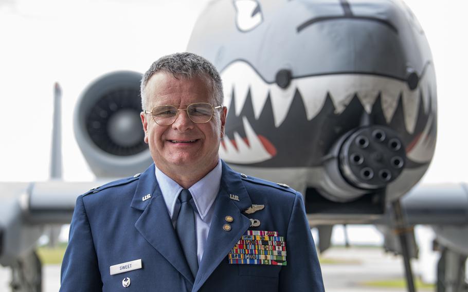 Retired U.S. Air Force Lt. Col. Rob Sweet poses for a photo after his retirement ceremony Jun 6 at Moody Air Force Base, Georgia. During Operation Desert Storm, Sweet’s aircraft was shot down and he was held as a prisoner of war for 19 days. 