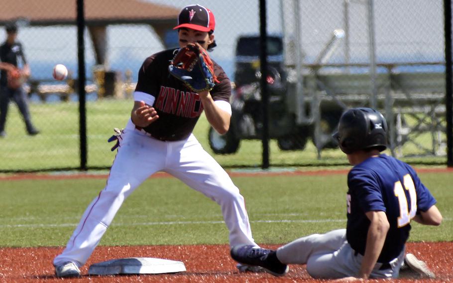 Keanu Serban gets set for a close play.