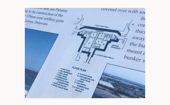 A diagram on a placard near Battery 223 in Cape May shows the floor plan of the old WWII bunker.